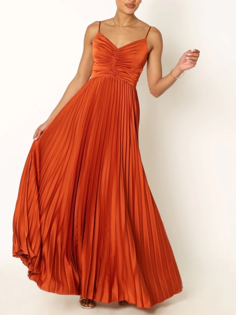 Petal & Pup Naira Pleated Maxi Dress in Sunset Orange - Size 8